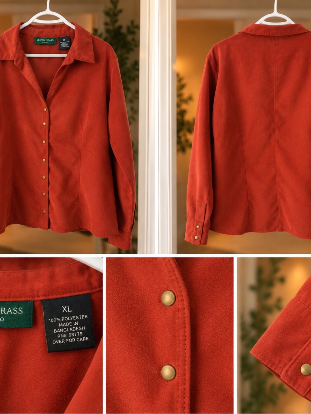 Lemon Grass Rust Button-Down Shirt - Women's XL